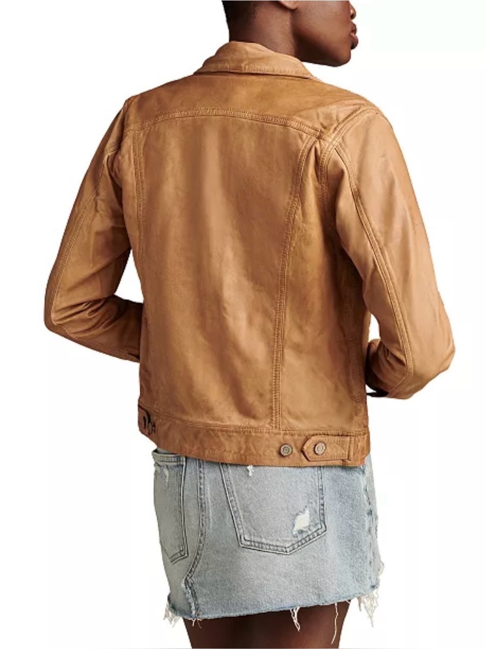 LUCKY BRAND LEATHER TRUCKER JACKET, SIZE M. - Picture 2 of 16
